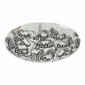 Cracker Barrel HOLIDAY VILLAGE 14" Platter Bronze White Embossed